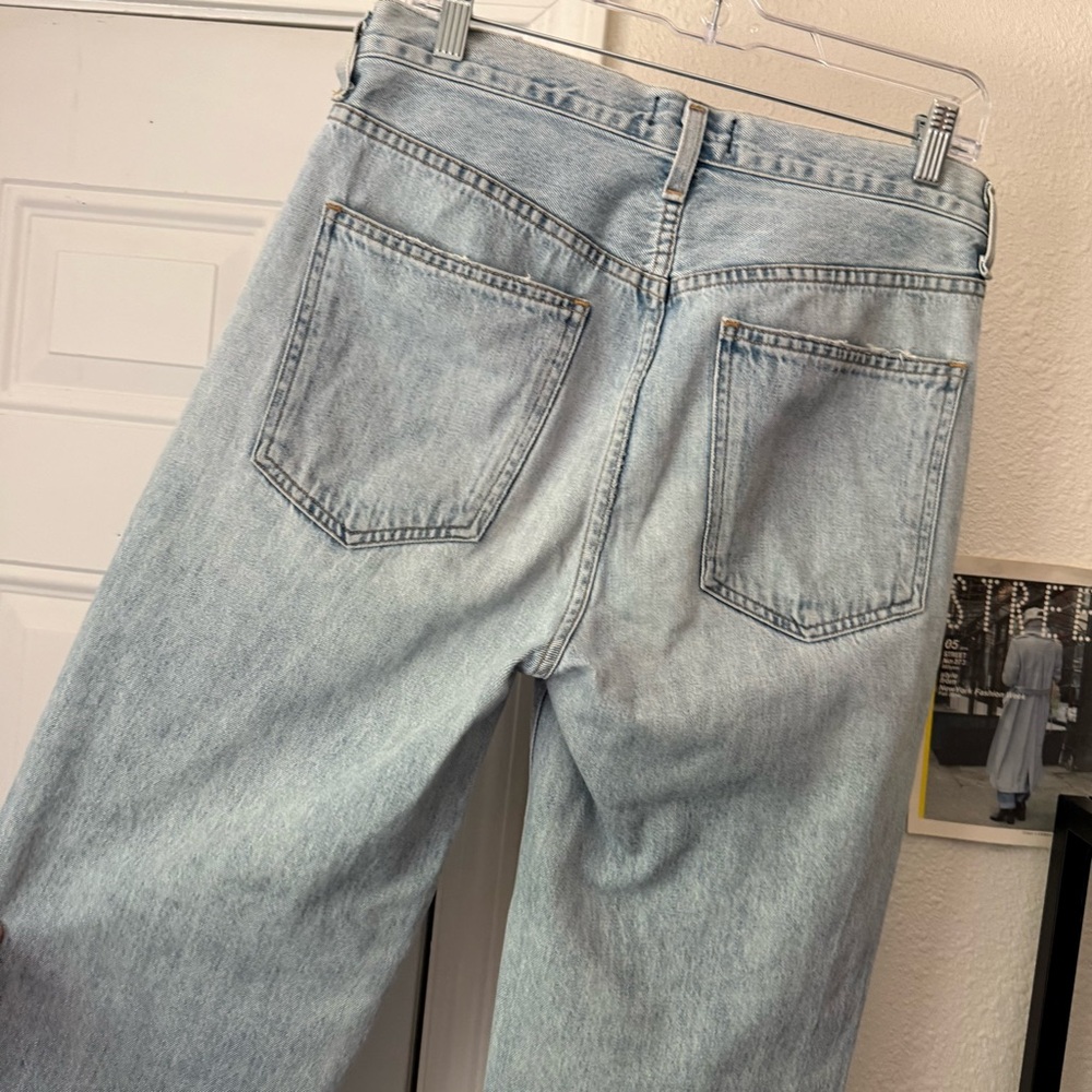 AGOLDE medium light blue wash‎ cotton criss cross fly straight leg jeans - Picture 3 of 6